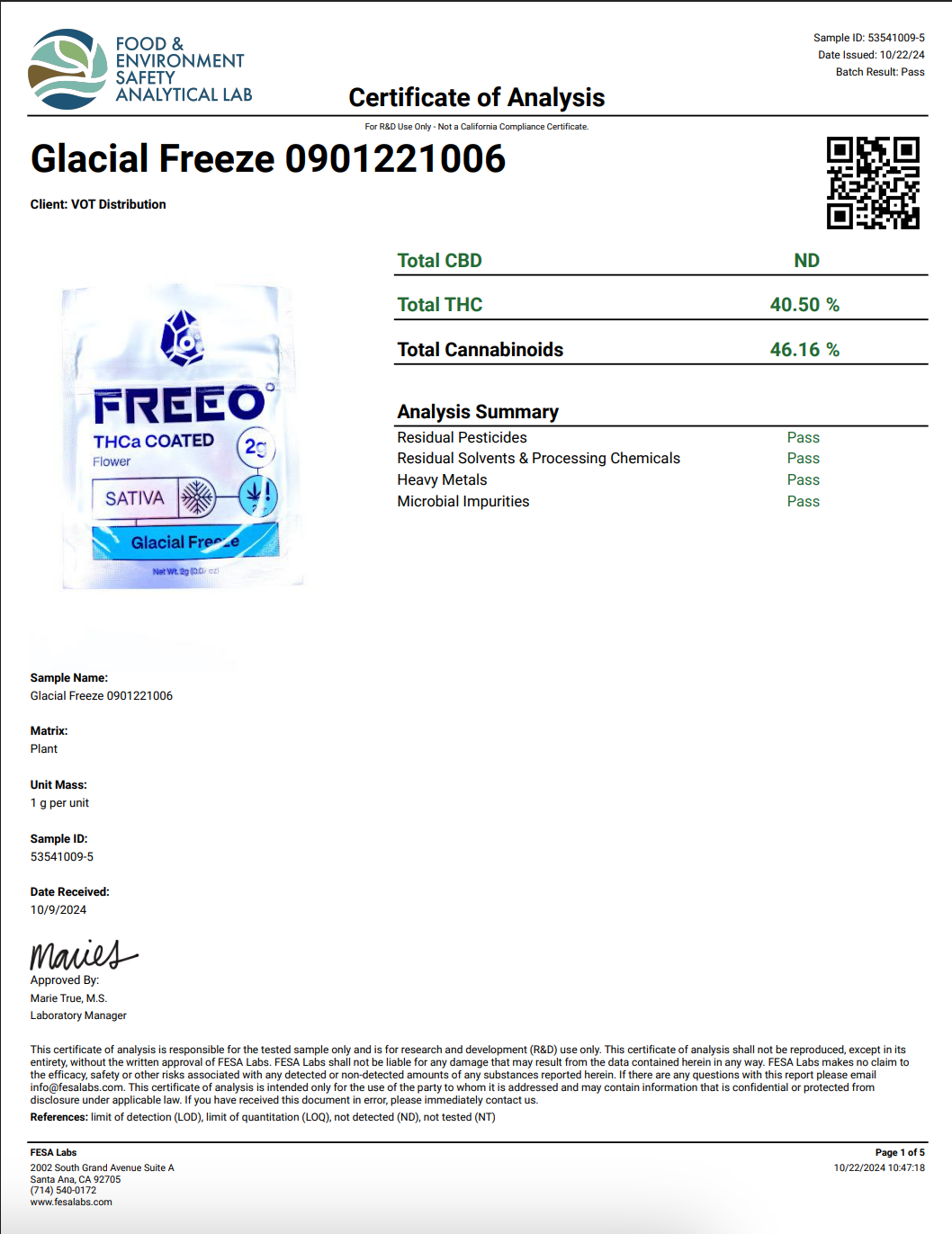 Freezo THCa coated Flower 2g (20ct) - Glacial Freeze