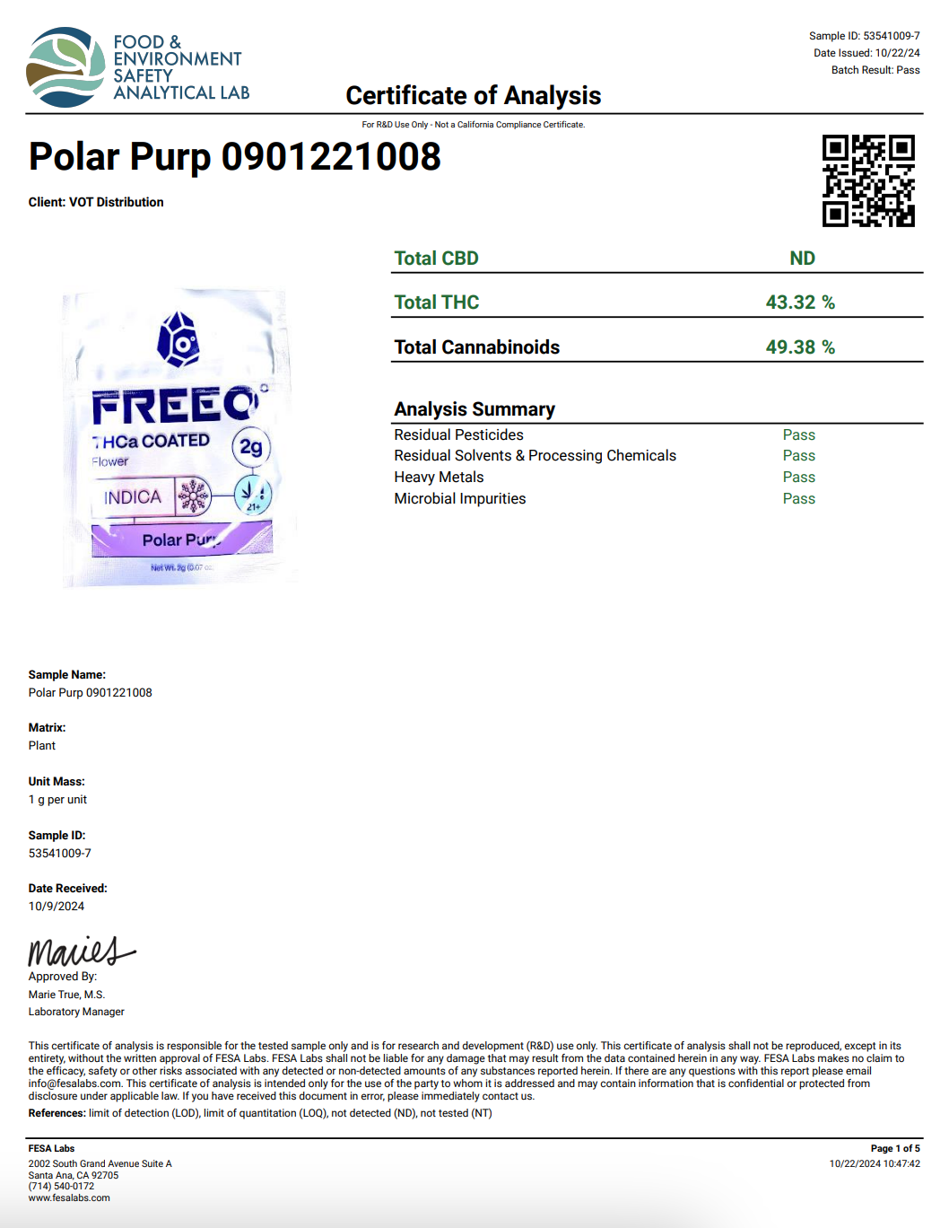 Freezo THCa coated Flower 2g (20ct) - Polar Purp