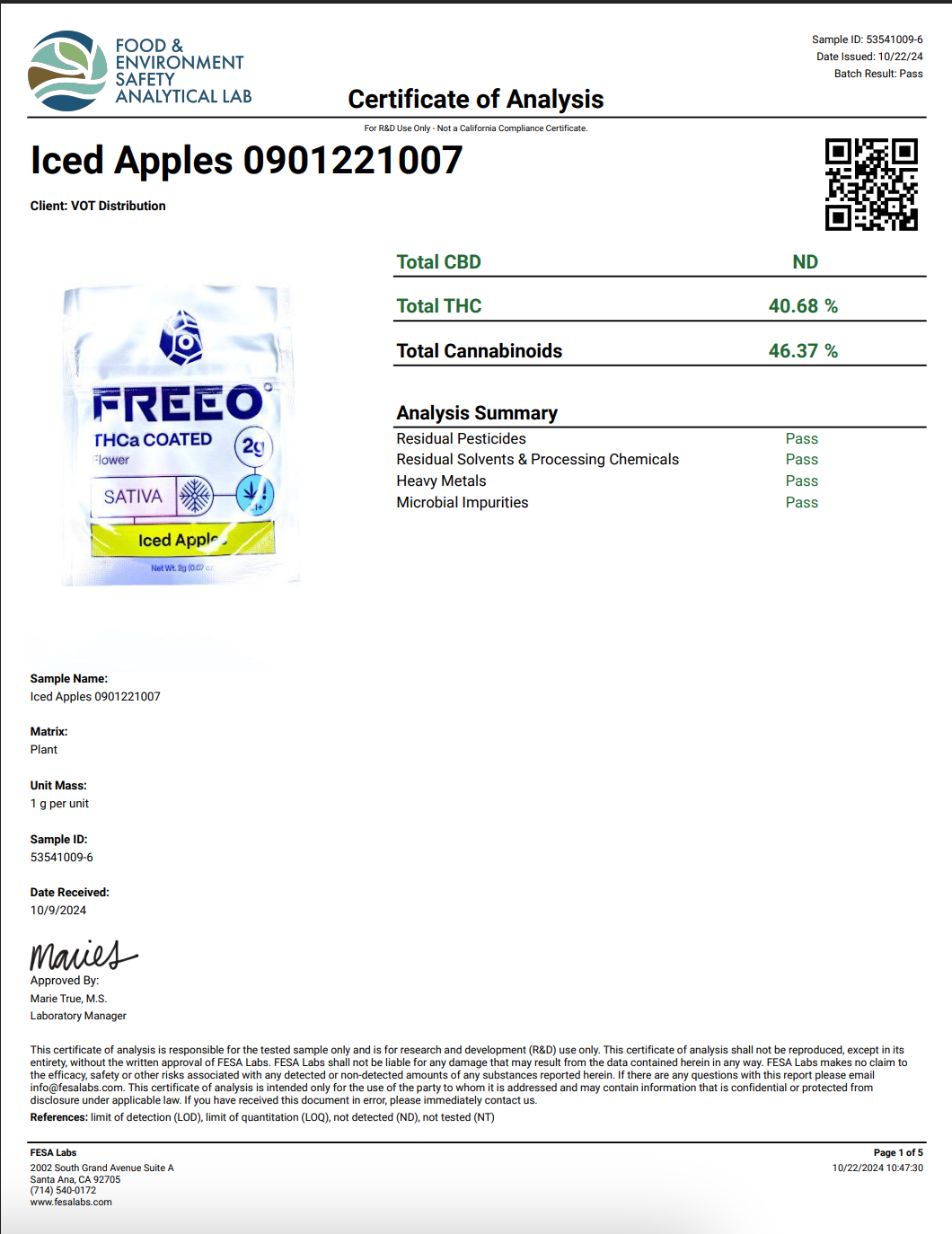 Freezo THCa coated Flower 2g (20ct) - Iced Apples