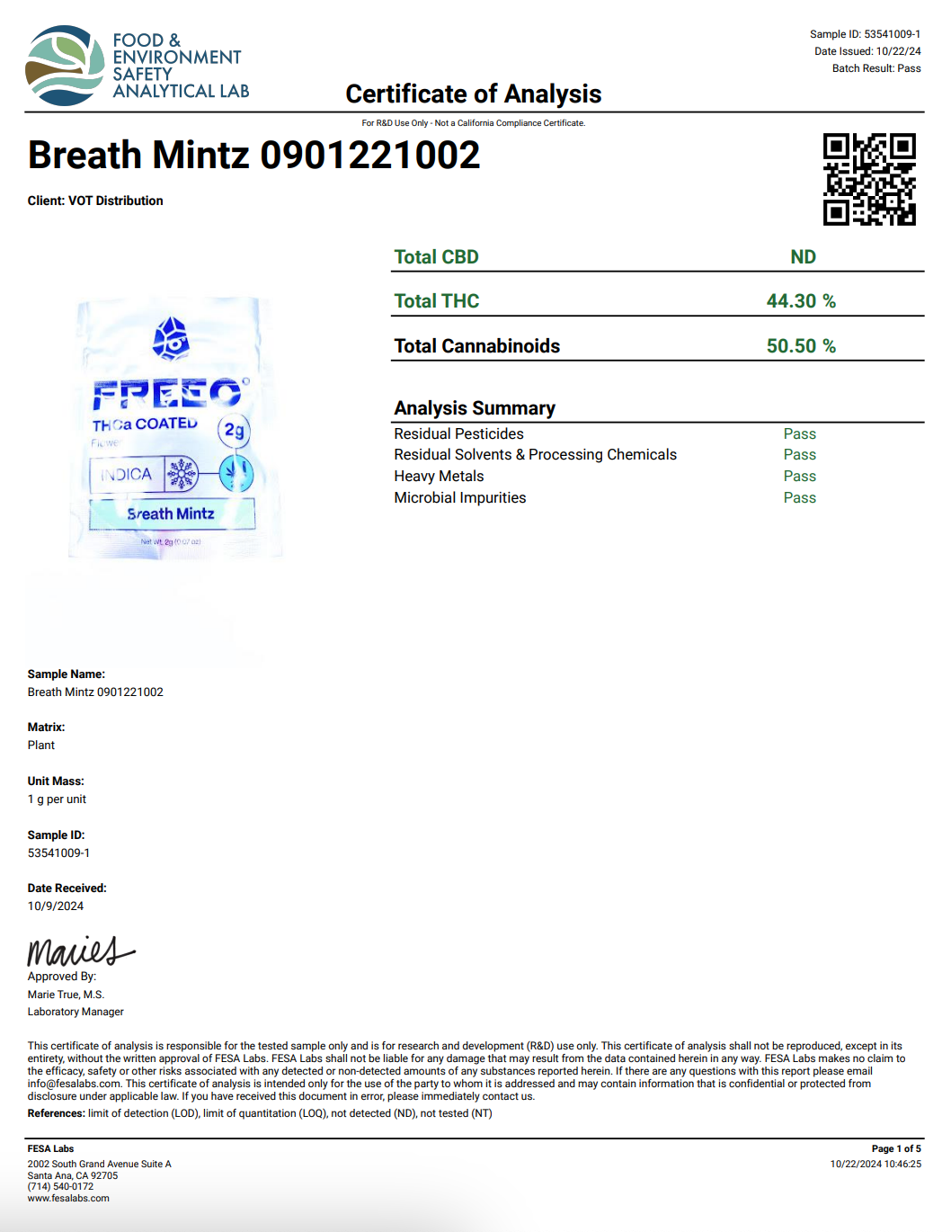 Freezo THCa coated Flower 2g (20ct) - Breath Mintz