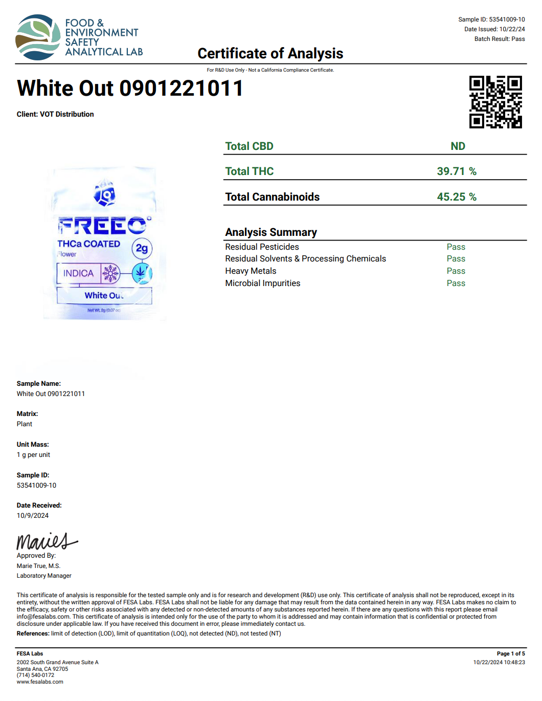 Freezo THCa coated Flower 2g (20ct) - White Out