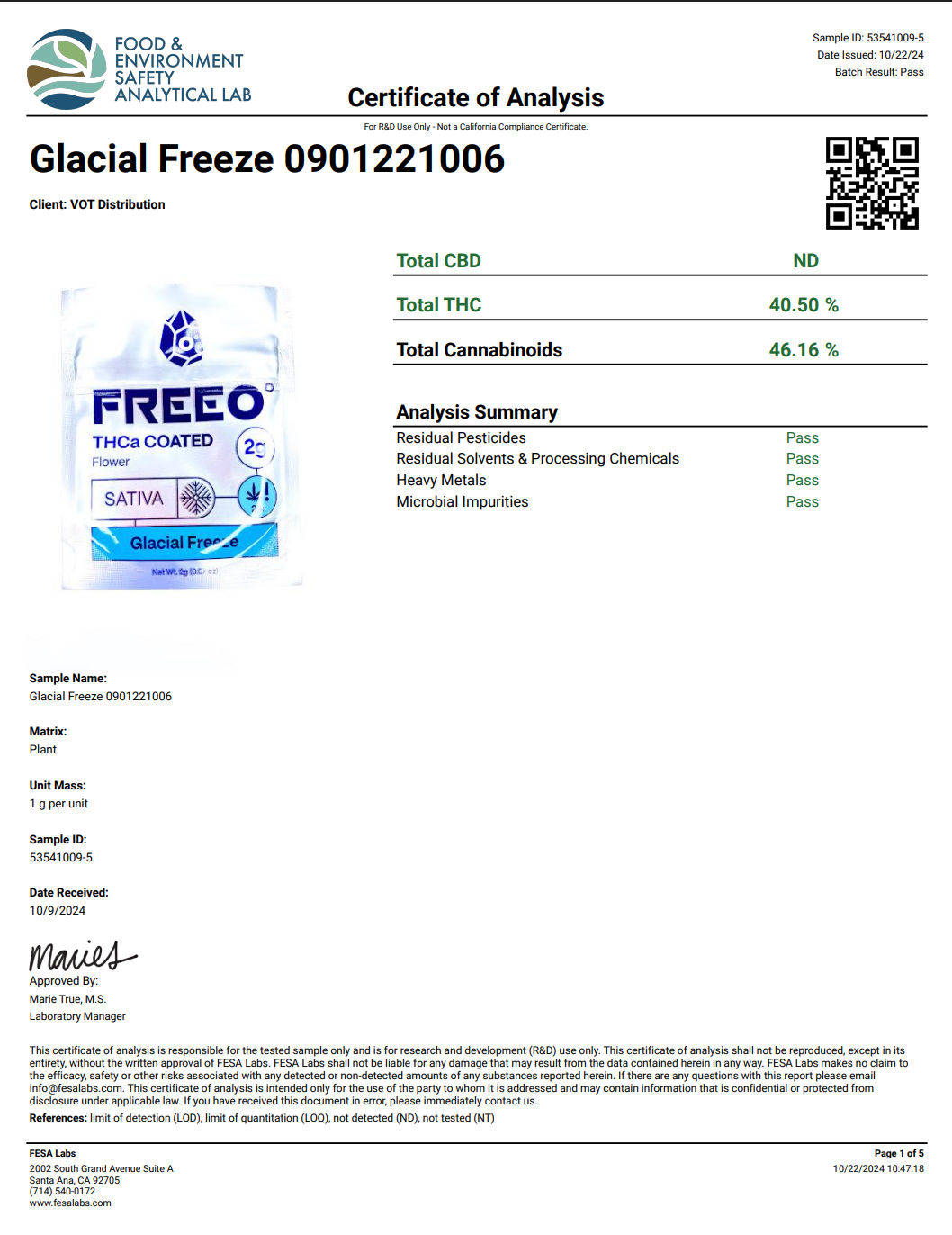 Freezo THCa Coated Flower 60g Jar- Glacial Freeze