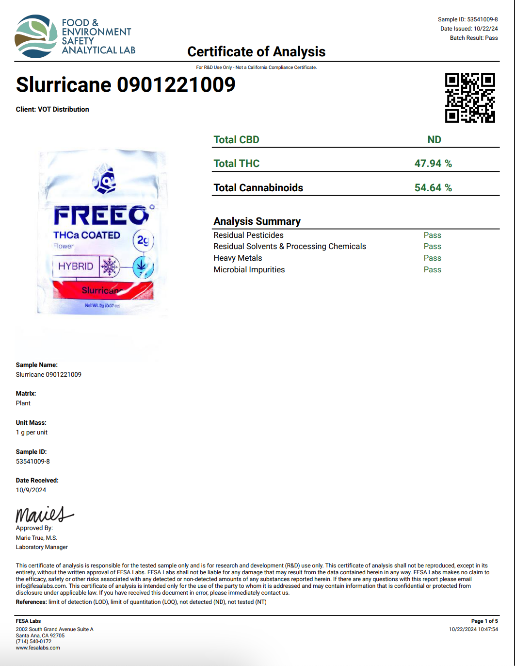 Freezo THCa Coated Flower 60g Jar- Slurricane