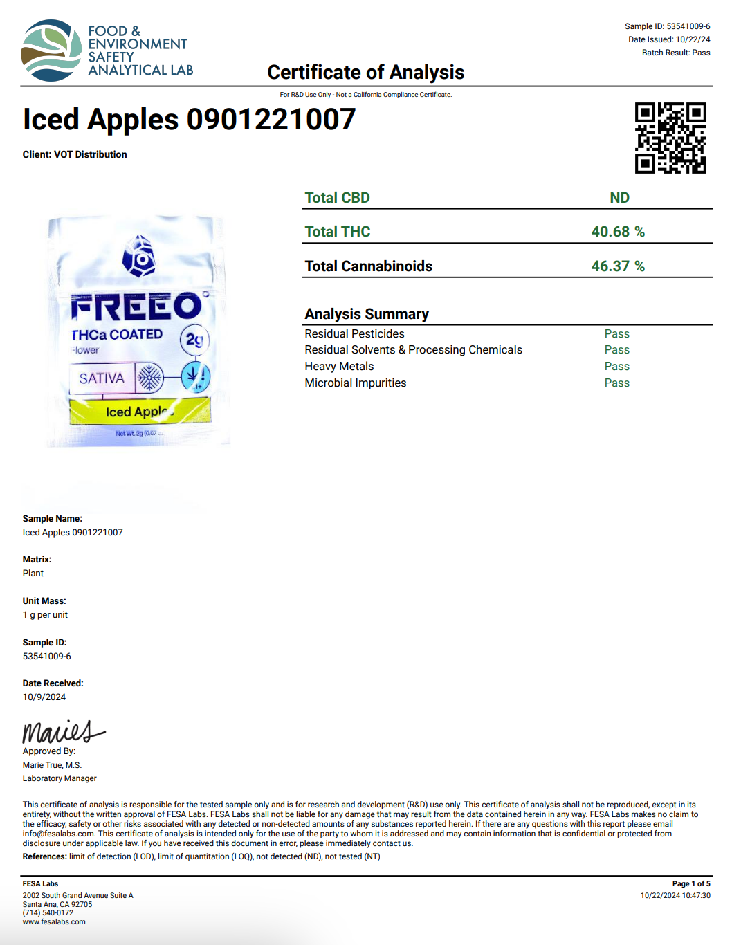 Freezo THCa Coated Flower 60g Jar- Iced Apples