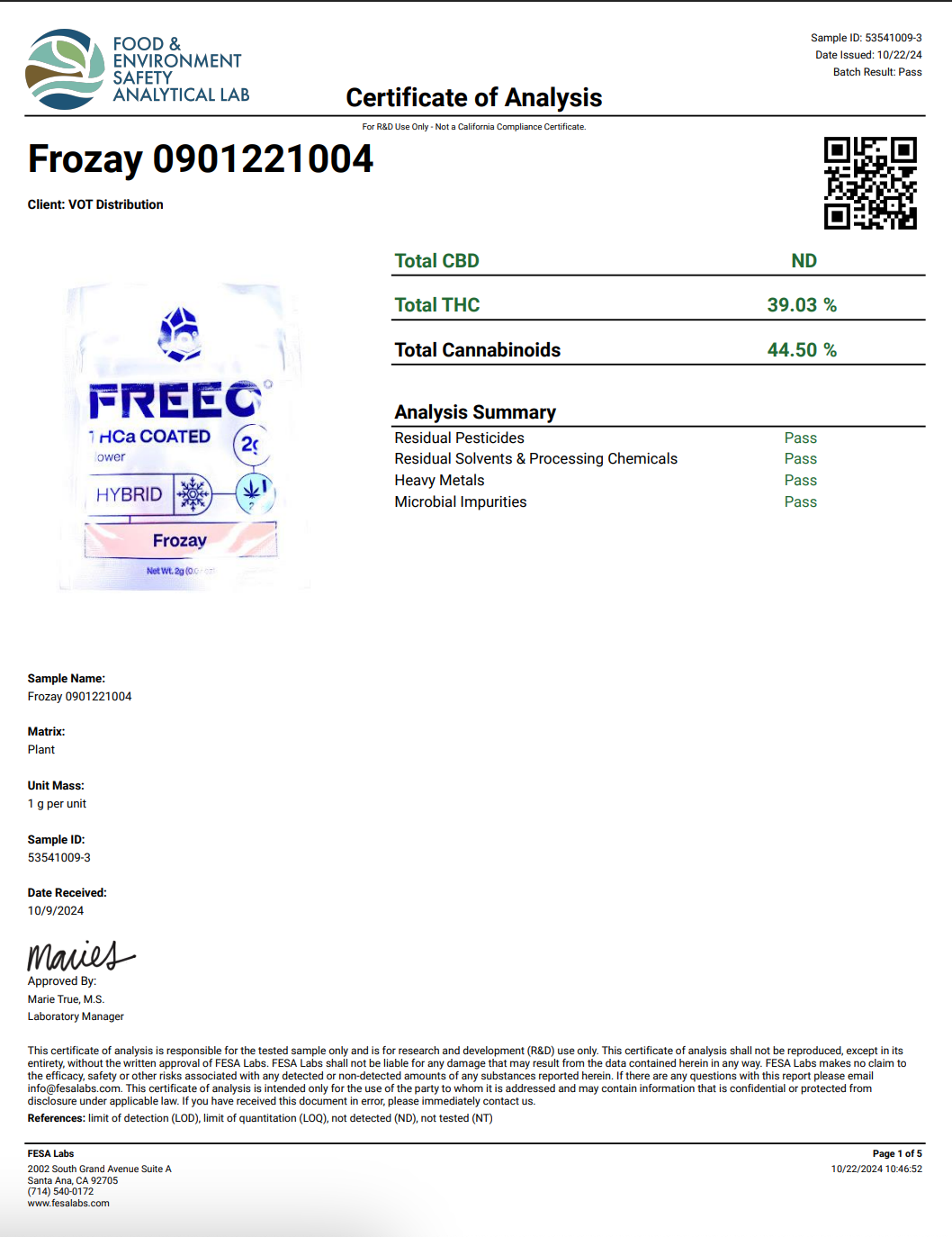 Freezo THCa Coated Flower 60g Jar- Frozay